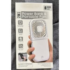 Digital Essentials Dual Power Bank & Fan 3600mAh Rechargeable Cooling New Sealed